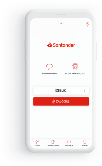 Aplikacja Santander mobile na smartfonie