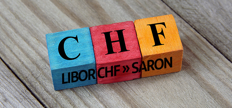 Kolorowe klocki z napisami CHF oraz LIBOR CHF na SARON